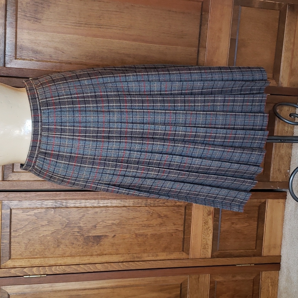 Evan Picone VTG Gray Plaid Wool Skirt, Sz 10